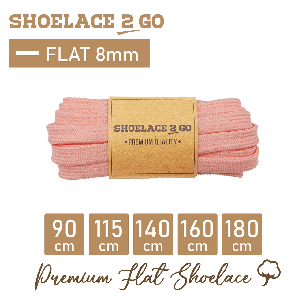 SHOELACE 2 GO PREMIUM TALI SEPATU GEPENG PIPIH FLAT - SF8 - G1 - PINK - 8MM