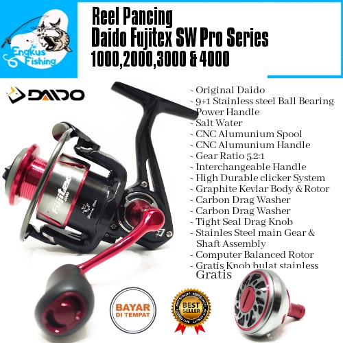 Reel Pancing Daido Fujitex SW Pro Series 1000-4000 (9+1Bearing) Salt Water Berkualitas