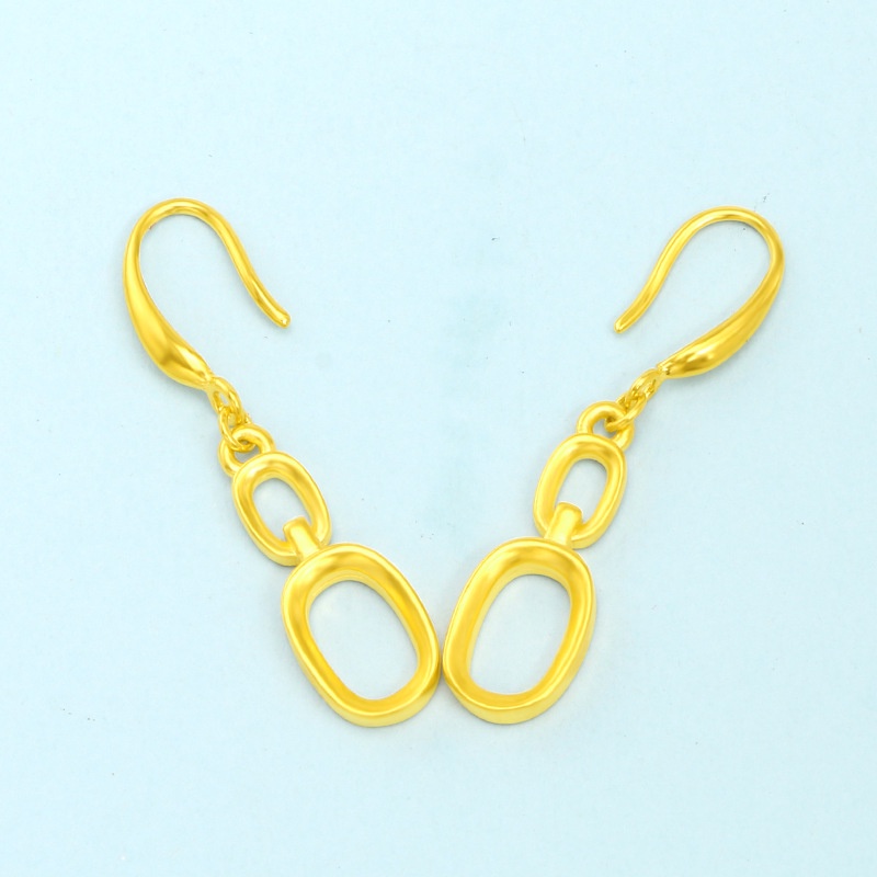 Anting Bentuk Cincin Bulat Warna Emas 916 Gaya Retro Korea Eropa Amerika Untuk Wanita