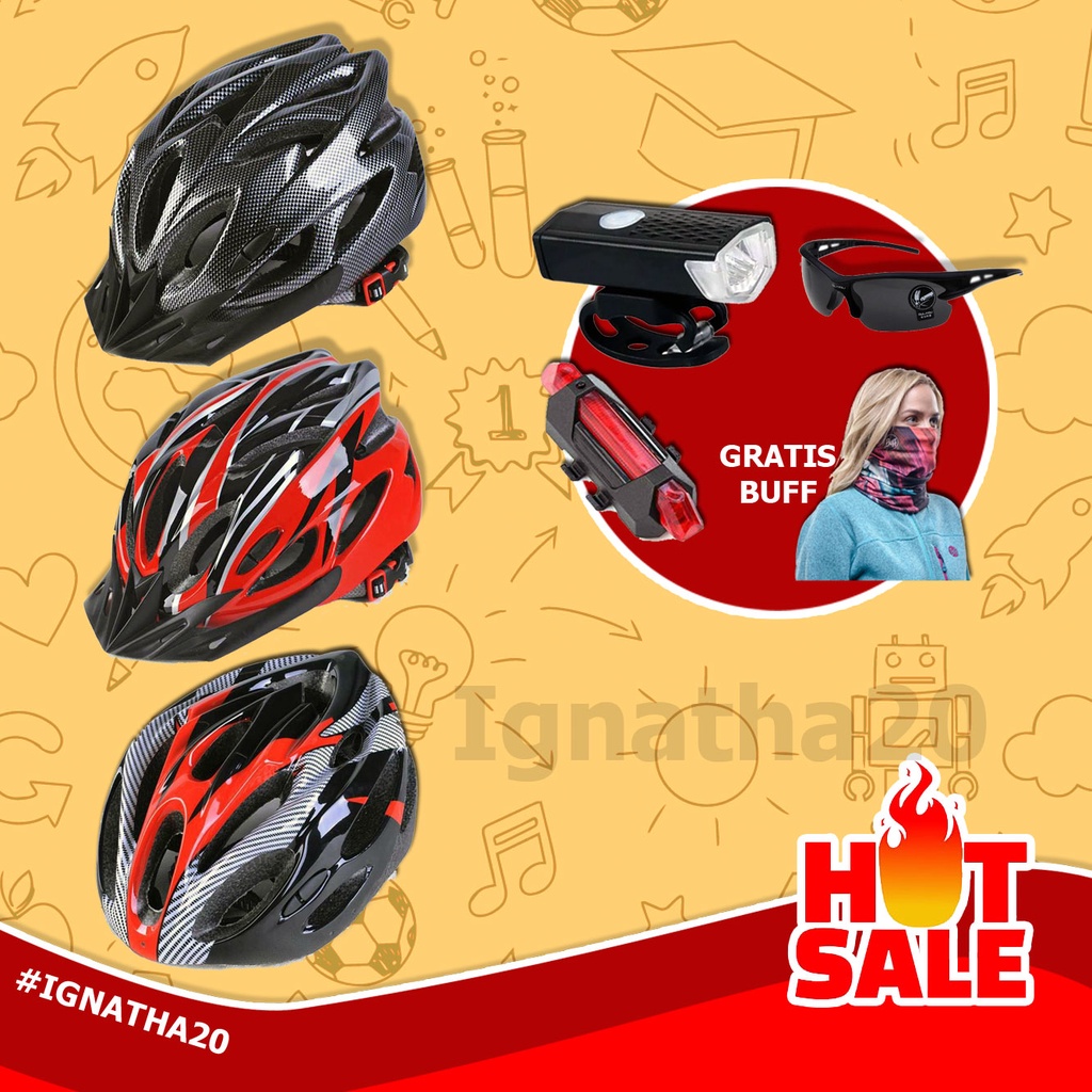 helm sepeda gunung dewasa paket aksesoris sepeda