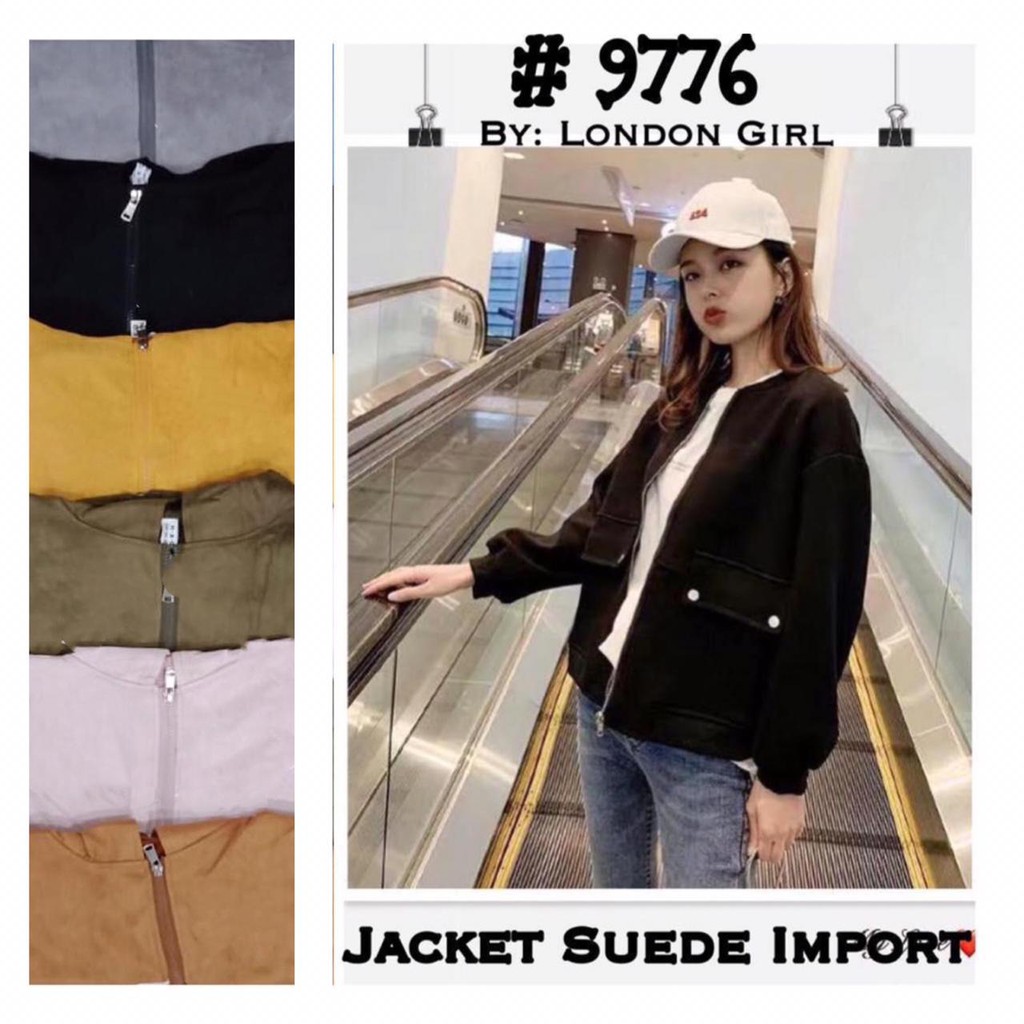 Jaket Import Wanita Suede Lengan Panjang #9776/ Woman Long Sleeved Import Suede Jacket