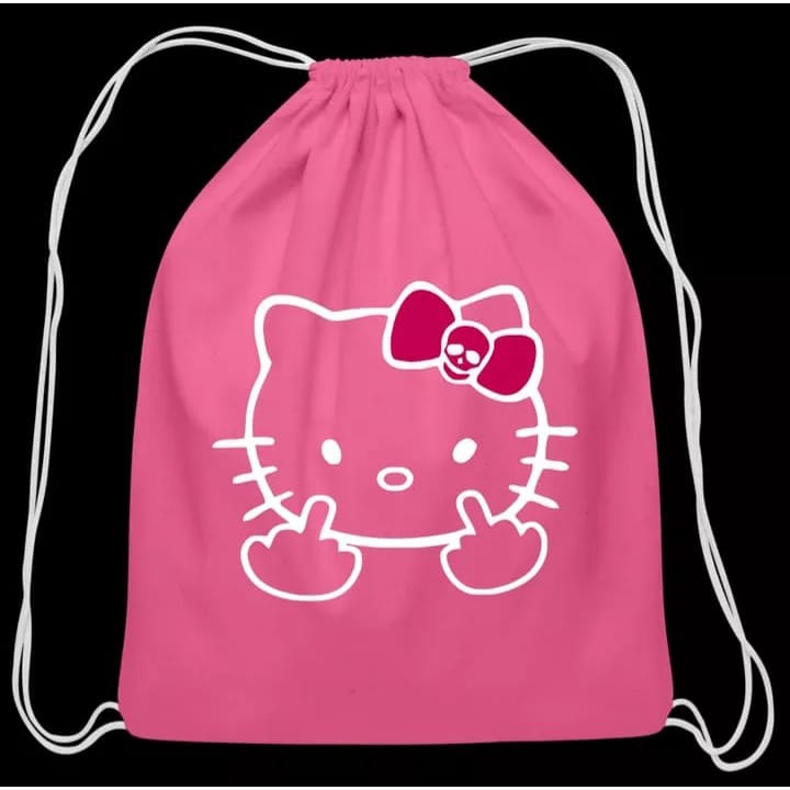 tas wanita serut polos gambar Hello Kitty - Tas serut drawstring selempang bahu cewek Karakter - Ransel Anak sekolah serut