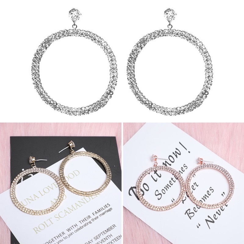 Anting Bulat Besar Bahan Alloy Gaya Vintage Untuk Wanita