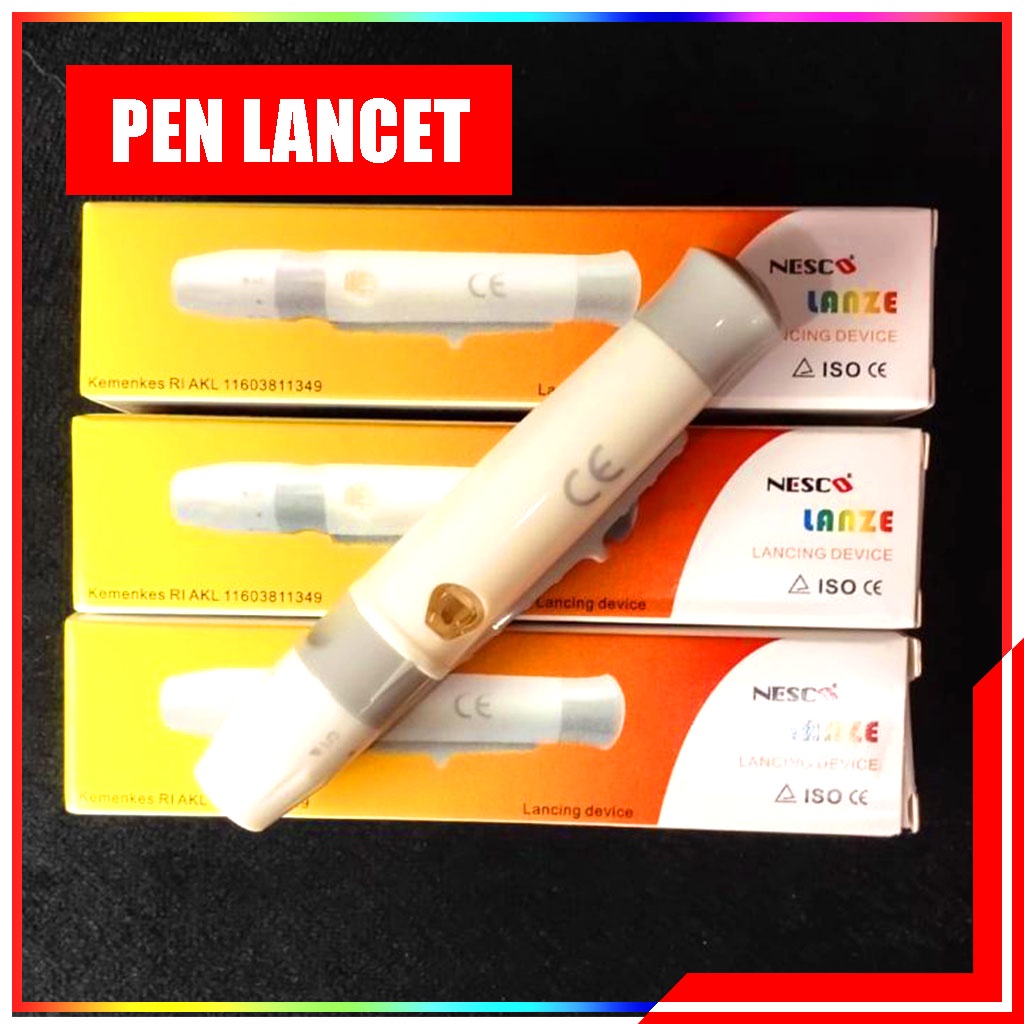 Nesco Lanze Pen Lancet Pen Jarum Auto Click Bonus 5 Jarum  /Alat Tusuk Jarum / Lancing Device Mode - Pen Bekam Lancing Device Pen Lancet General Care Free 5 Jarum