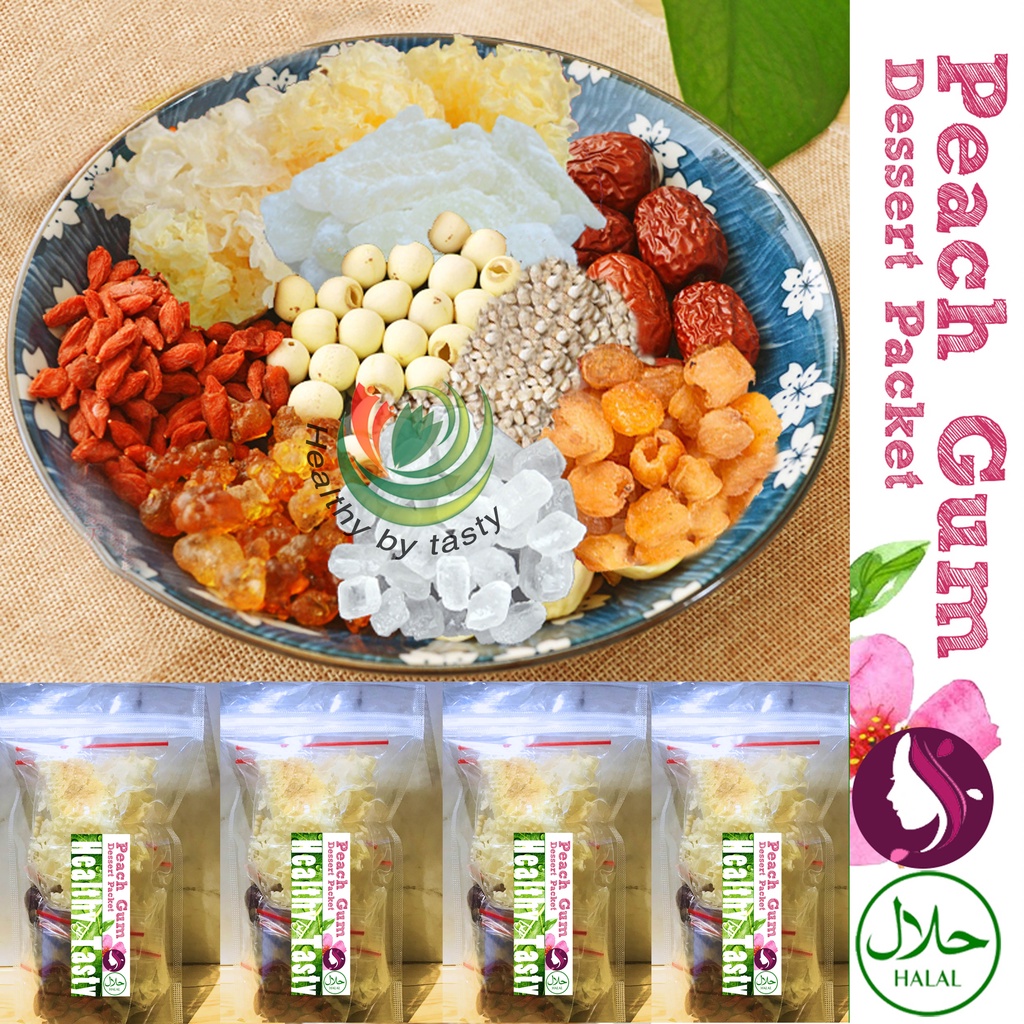 

【Paket 】Peach Gum Paket PEACHGUM Dessert Premium Super Lengkap Tao Jiao Minuman Collagen HALAL