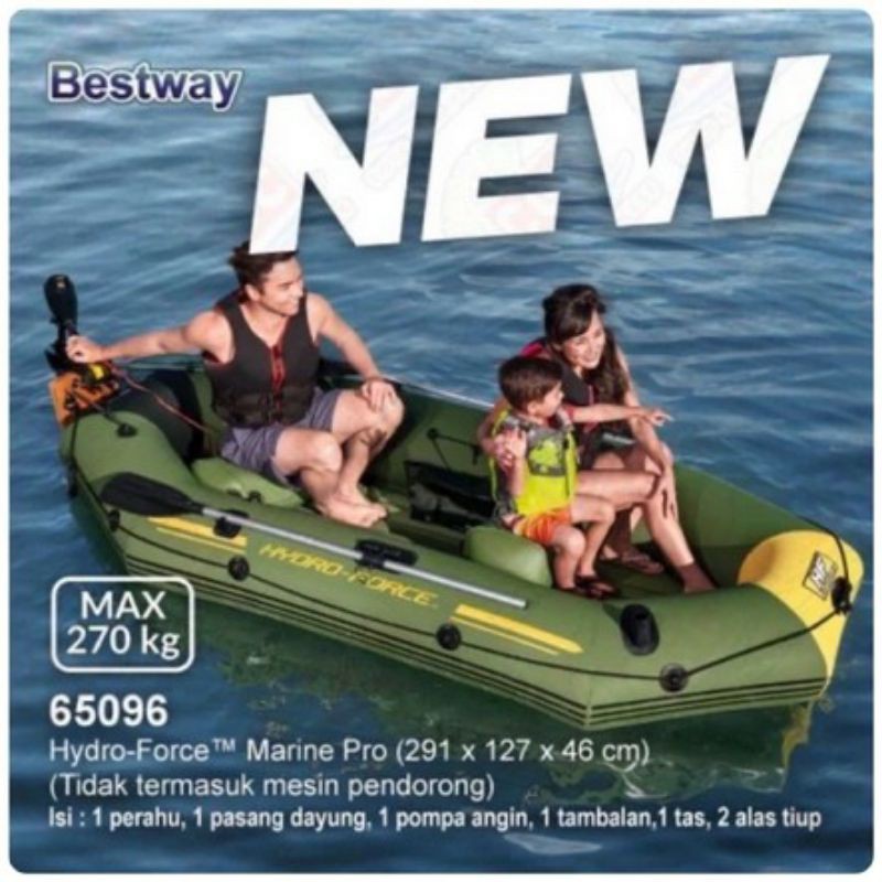 HYDRO FORCE MARINE PRO BOAT/ PERAHU KARET 3 ORANG BESTWAY #65096