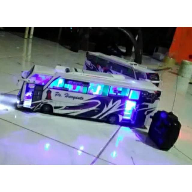 Miniatur Bus RC Po. Haryanto Ungu Putih Full Spek Skala 1:43 Pakai Remote Control Full spek