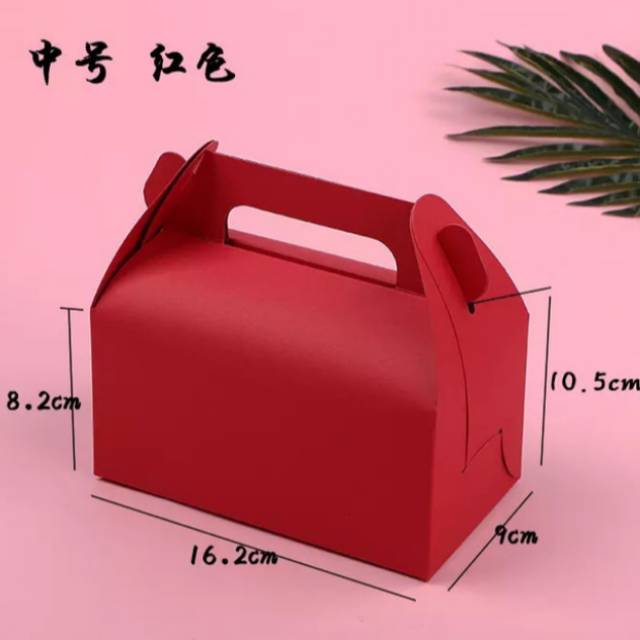 2pcs Gable Kraft box Imlek | kotak hantaran merah Imlek ,natal idul Fitri imlek medium