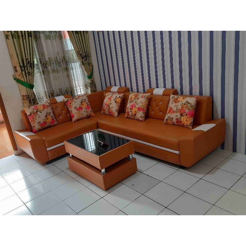 Sukabumi Sofa Ruang Tamu Letter L minimalis free ongkir wilayah Sukabumi sofa bogor furniture
