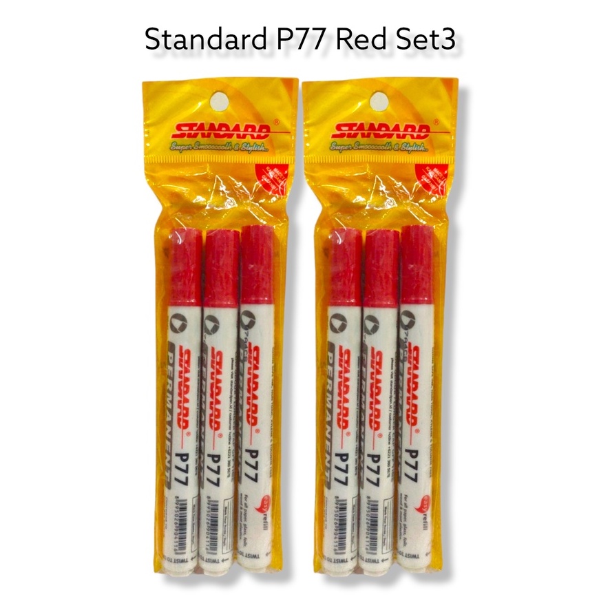 Spidol Permanent Marker P77  Standard Permanent Marker Standar  Tinta Merah Set 3 –SHSNP