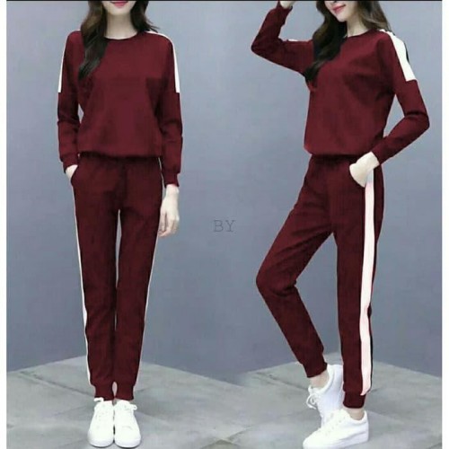 Setelan Sport Lengan Panjang Dan Celana Panjang Wanita Set Baju Sport Olah Raga Wanita