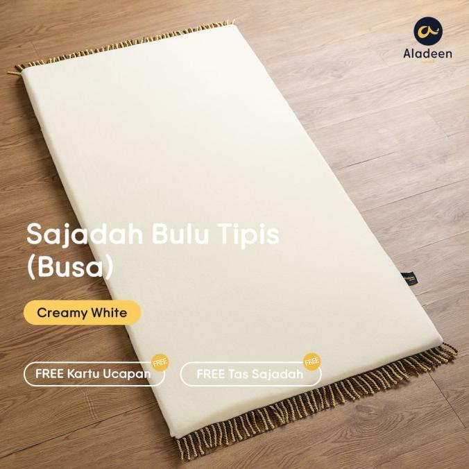 Sajadah Polos Tebal Bulu Tipis PUTIH KREM Aladeen - Dewasa Gratis Tas
