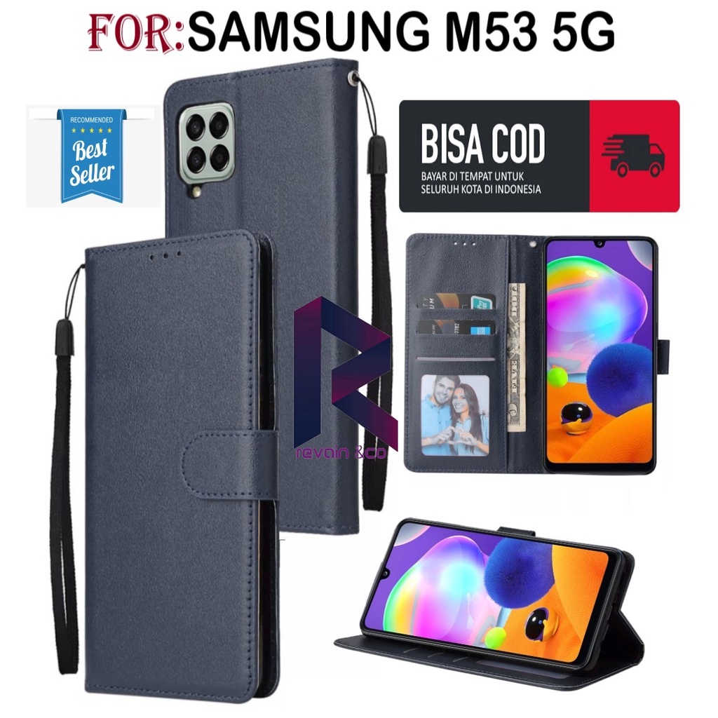 CASE SAMSUNG M53 5G FLIP WALLET LEATHER KULIT PREMIUM SARUNG BUKA TUTUP KESING HP FLIP CASE SAMSUNG M53 5G