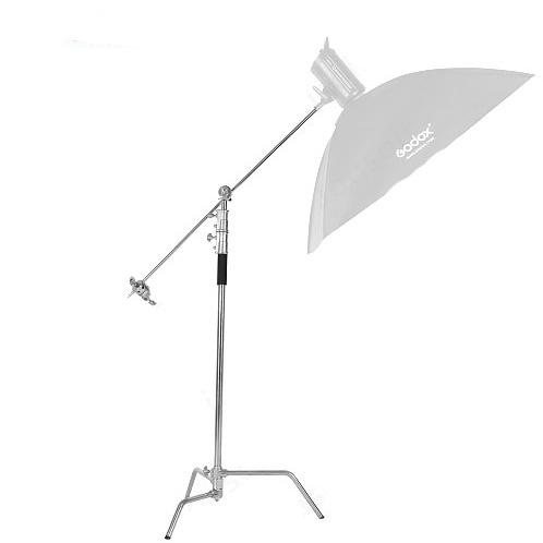 TaffSTUDIO C Light Stand Tripod Studio Lighting Photograpy 130 cm with Extension Arm - CD-50 - Silver