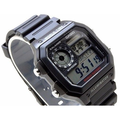 Casio General AE-1200WH-1A / AE1200WH-1A Jam Tangan Pria - Digital - Karet - Hitam