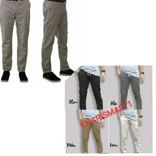  BIG SIZE Celana  Chino Panjang Pria  mick pinggang karet  