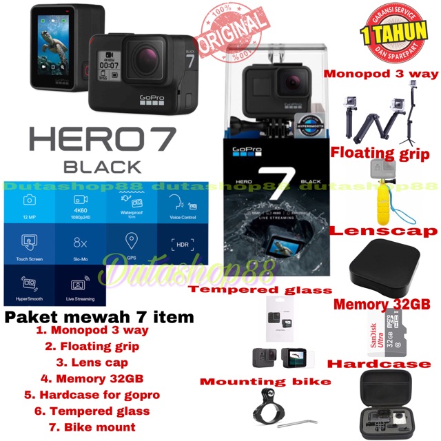 GoPro Hero 7 Black paket mewah - GOPRO HERO 7 BLACK 