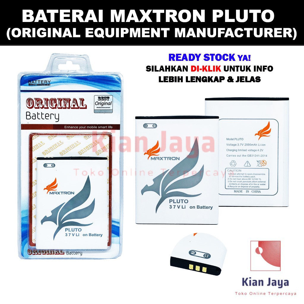 Baterai Hp Maxtron Pluto Original OEM Batrai Batre Battery