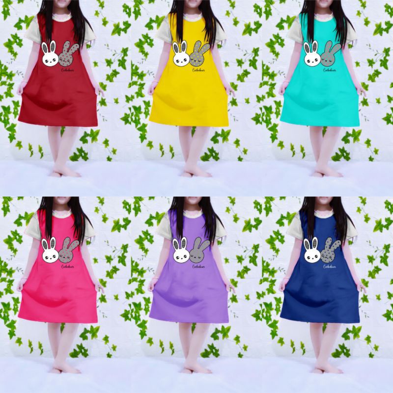 DRESS ANAK PEREMPUAN BUNNY/DASTER ANAK PEREMPUAN/BAJU ANAK PEREMPUAN