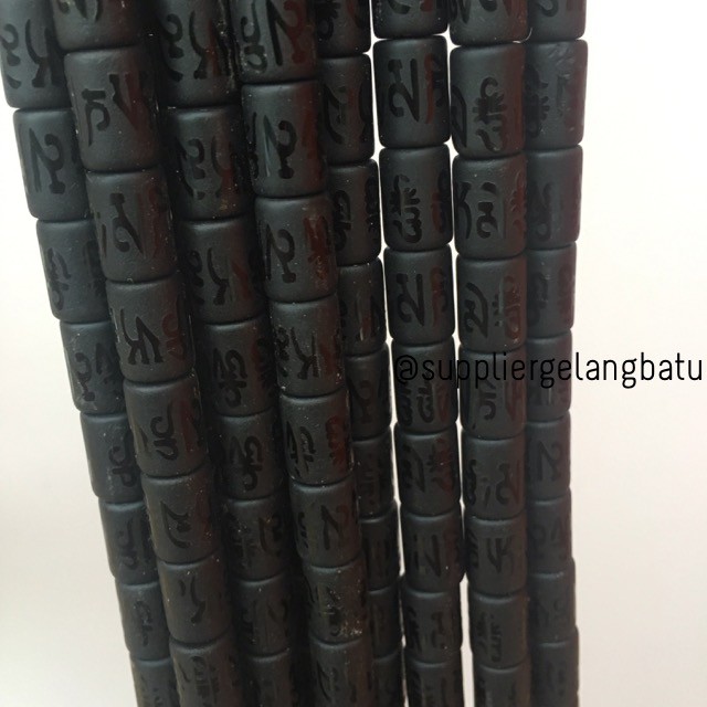 tabung 10mm omn padme hum tibet emboss renceng termurah black onyx