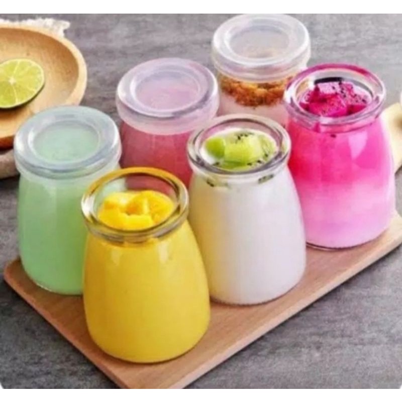 TOPLES KACA MINI set isi 6 PDJ-100 Botol kaca tempat puding botol MPASI Jar puding tempat puding bot