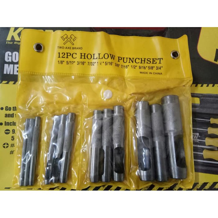 pahat plong set 12 pcs   plong pelubang kulit set 12 pcs