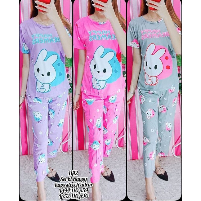 SG - Piyama Cp Dewasa BabyDoll Spandek Korea - Setelan Motif CP import Murah