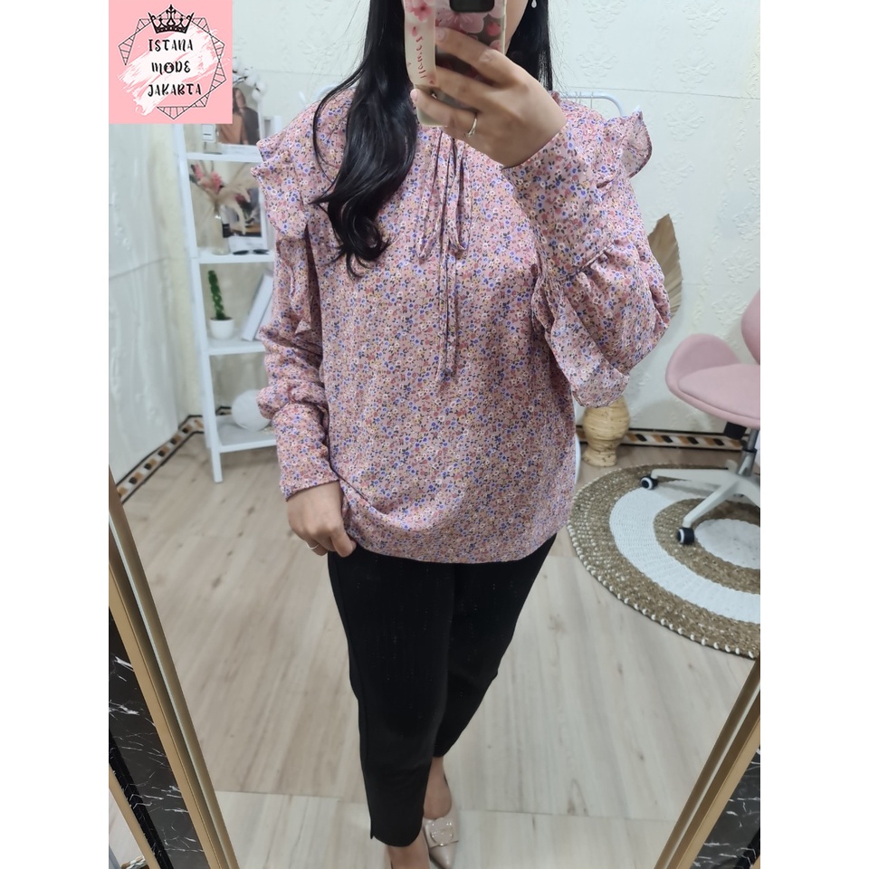 ISTANA MODE JAKARTA Valensa Jumbo baju atasan wanita terbaru blouse korean style blouse wanita lengan panjang-DUSTY