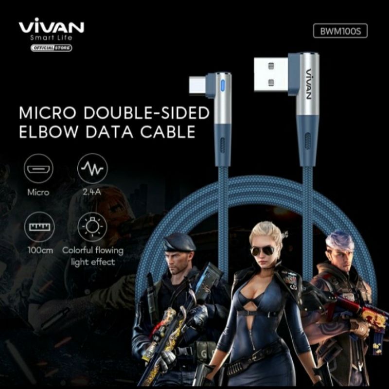 Kabel data kabel charger Gaming Vivan BWM100S micro USB fast charging