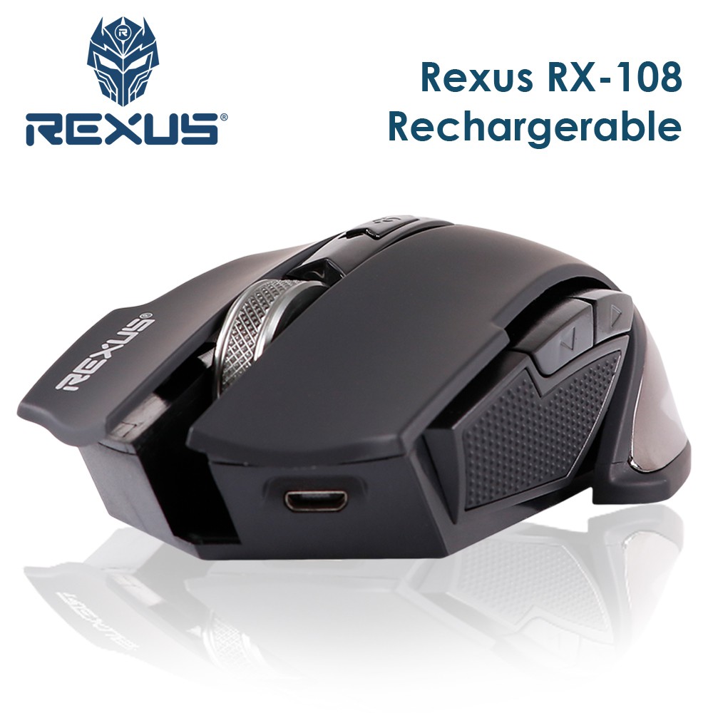 Trend-Rexus RX-108 Mouse Gaming Wireless Rechargerable - Hitam