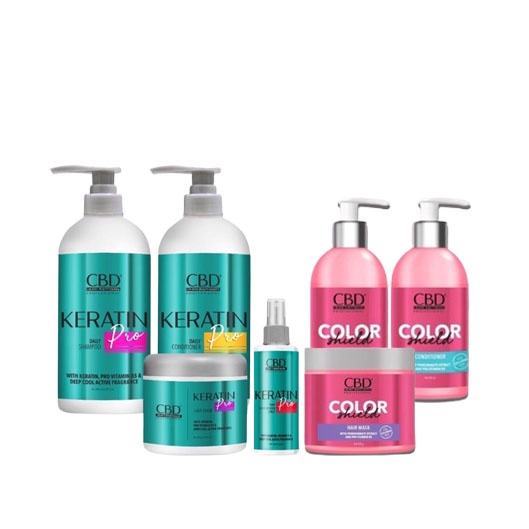 ★ BB ★ CBD Professional Keratin Pro Daily Use Hair Mask 500gr - Conditioner 1000ml - Shampoo 1000ml - Hair Vitamin Spray 100ml | CBD Color Shield Shampoo 250ml - Conditioner 250ml - Hair Mask 500gr