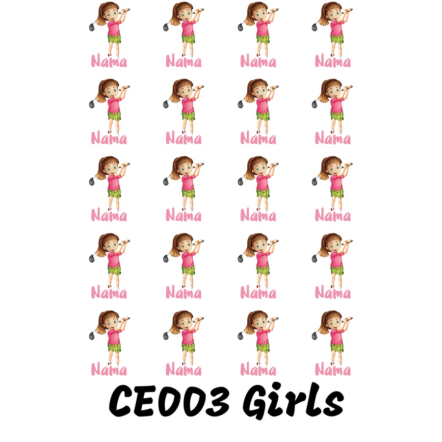 

Sticker Nama Cutting Label Waterproof Tahan Air Girls Sport 03 (CE003)