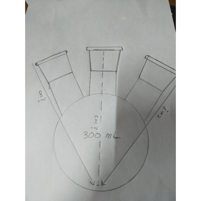 Boiling Flask 3 Neck-Labu Didih Leher 3 300ml Pyrex Class A