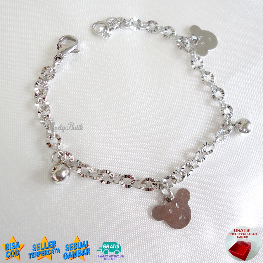 Lovelybutik - Gelang Anak Perempuan Titanium Asli Anti Karat - Gelang Tangan Anak Cewek Lucu MKT Bonus Kotak Perhiasan