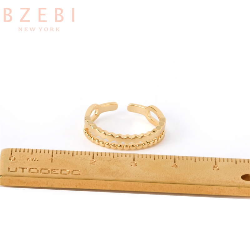 Bzebi Cincin Emas 18k Model Terbuka Dapat Disesuaikan Anti Karat Hias Berlian Gaya Korea Untuk Wanita 746r