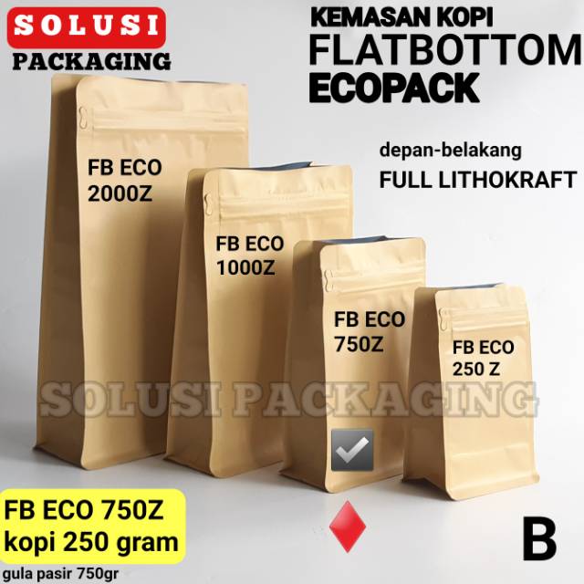 [100pcs] FLAT BOTTOM ECOPACK 500gram KPACK Kemasan Kopi Coffee Bag / Flatbottom Flat Bottom Ecopack 