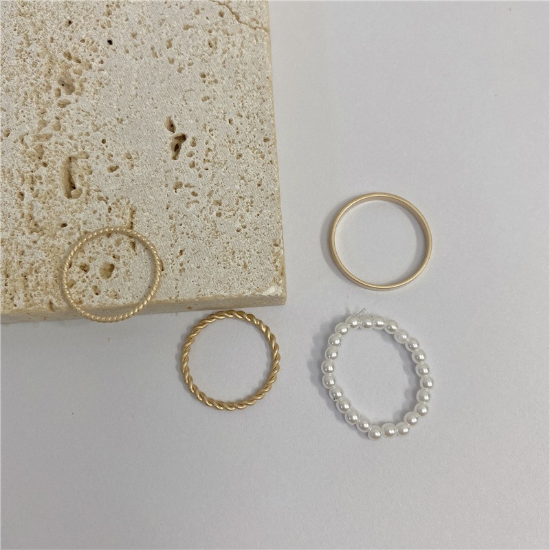 Four-piece Pearl Ring Accessories Simple Casual