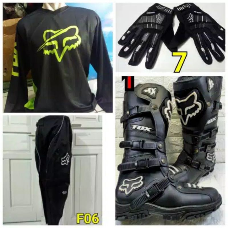 Paket Baju set Sepatu Trail Adventure Full Black