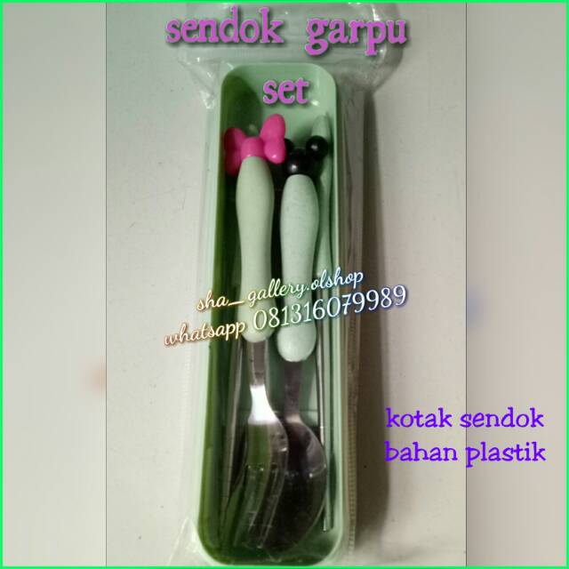 Sendok garpu sumpit set tempat plastik