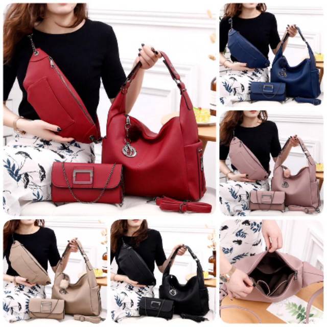 NEW ARRIVAL CHRISTIAN DIOR 89003 BAG SET 3IN1 / TAS WANITA 3IN1 / BEST SELLER