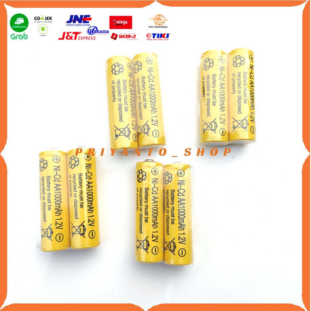 Baterai Cas Ni-cd AA 1000 mAh AA 1.2V Batrei Charger Batre Cas 2PCS