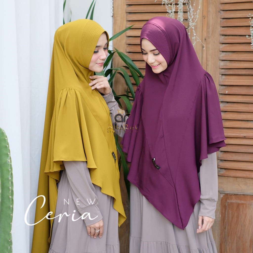 kerudung bahan saura crepe jilbab instan hijab antem NEW CERIA KHIMAR by ALBARIZK