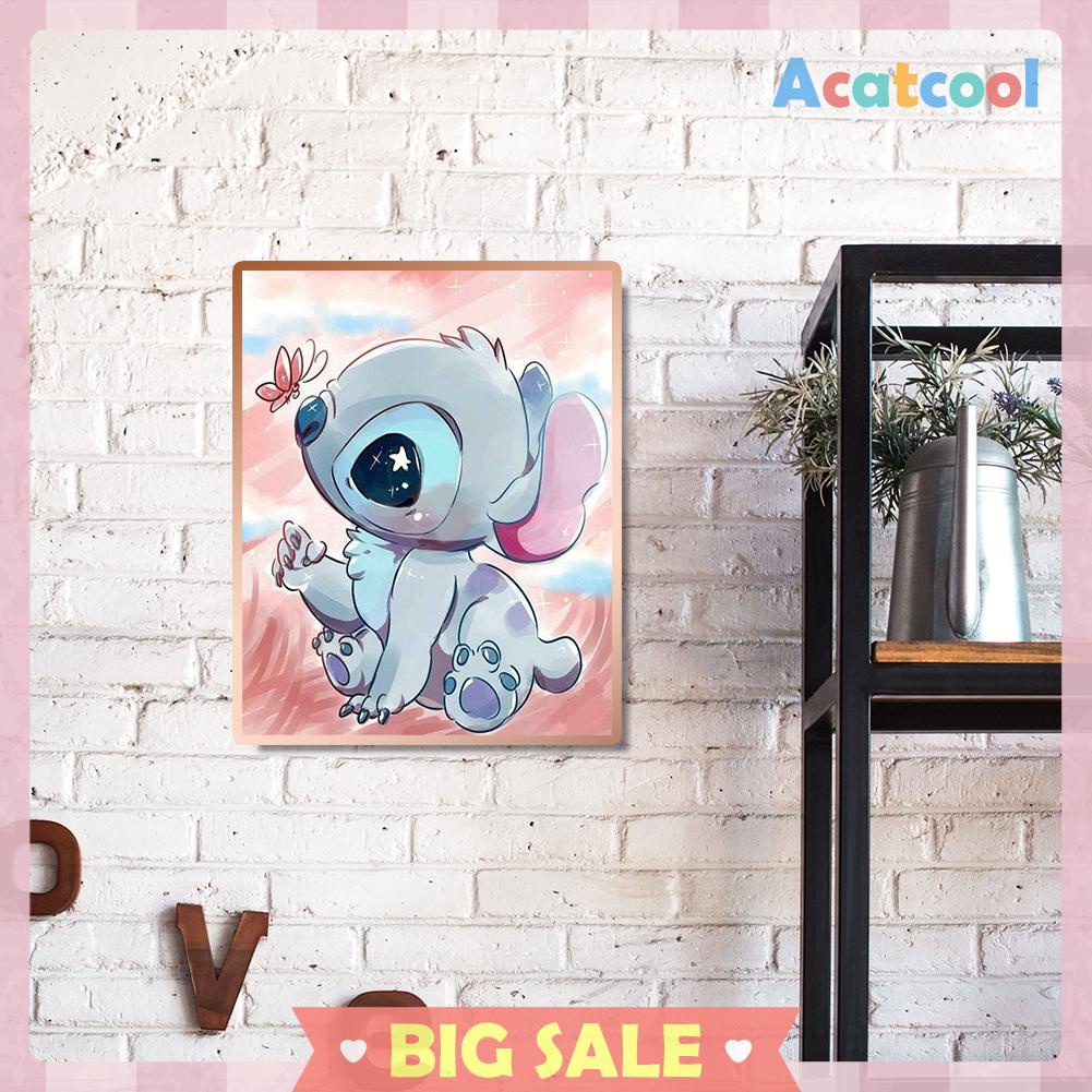 Lukisan Diamond Cross Stitch Mosaic Gambar Kartun Alien Dog