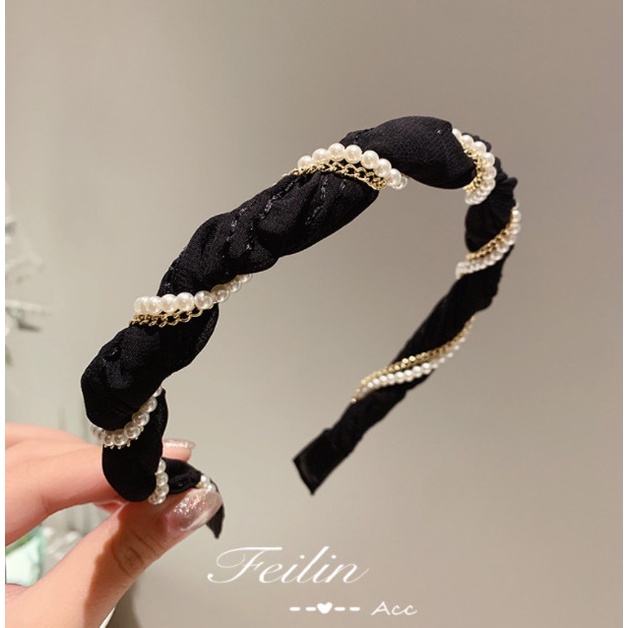 Bando Bandana Korea Wanita / Bando Mutiara Simple Polos Seattle