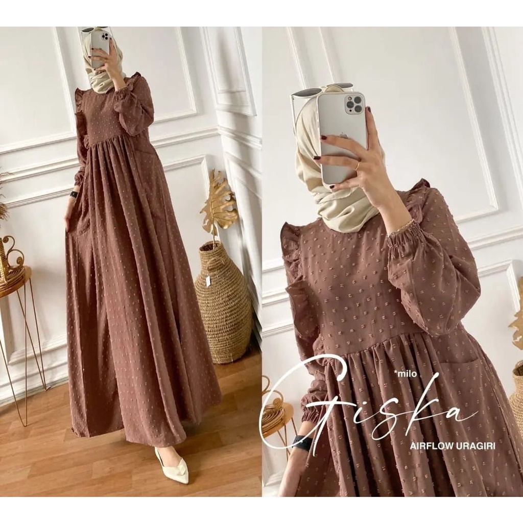 Giska Dress Bahan Crinkle Uragiri Terbaru