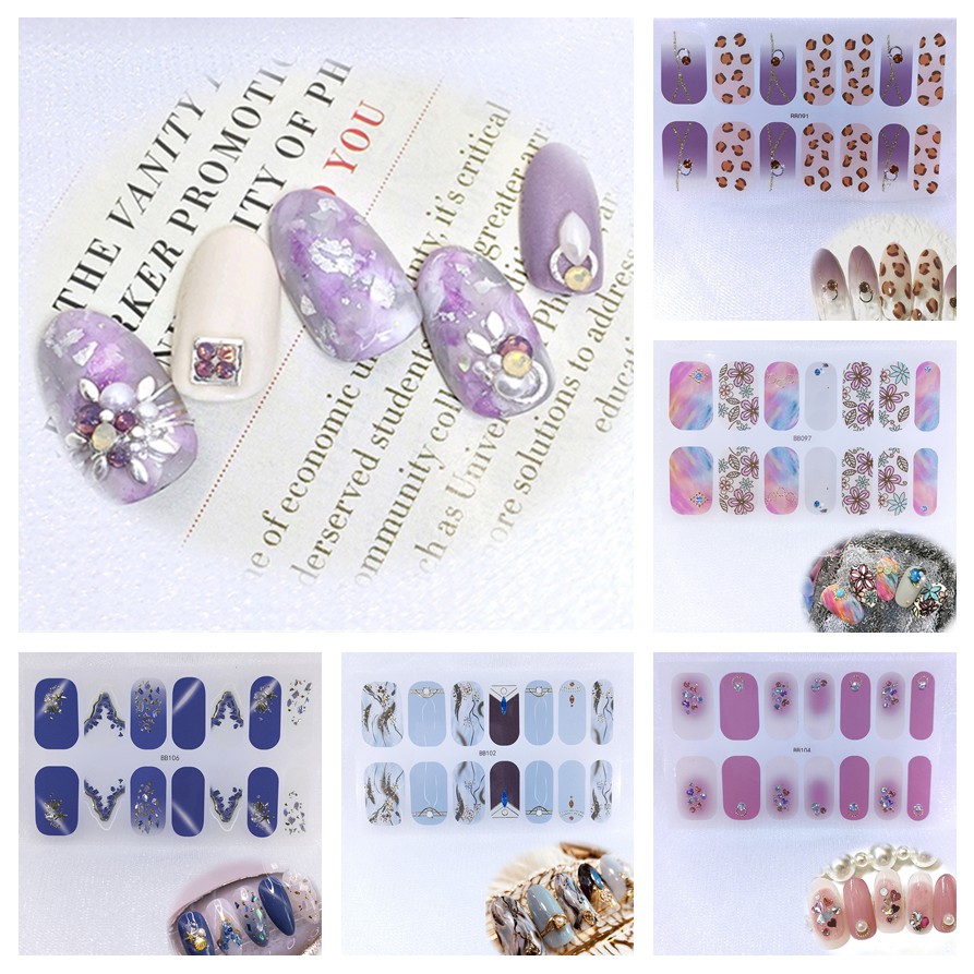 Bb091-099 Bb100-106 Stiker Kuku 3d Motif Mutiara / Berlian Imitasi Untuk Nail Art / Manicure Diy