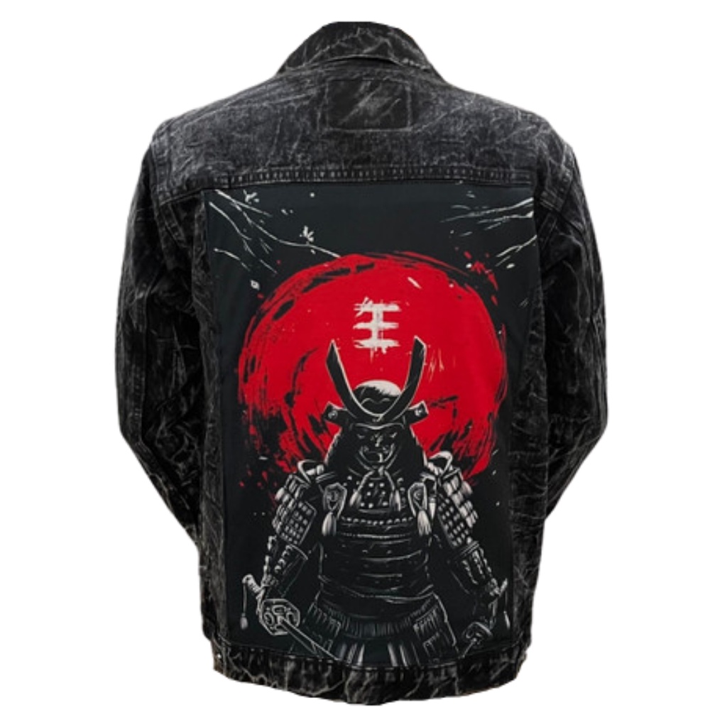 JAKET JEANS PRINTING Denim Pria Sandwash Distro L XL (Size XXL dan 3XL beda katalog) - Black Sandwash I-12