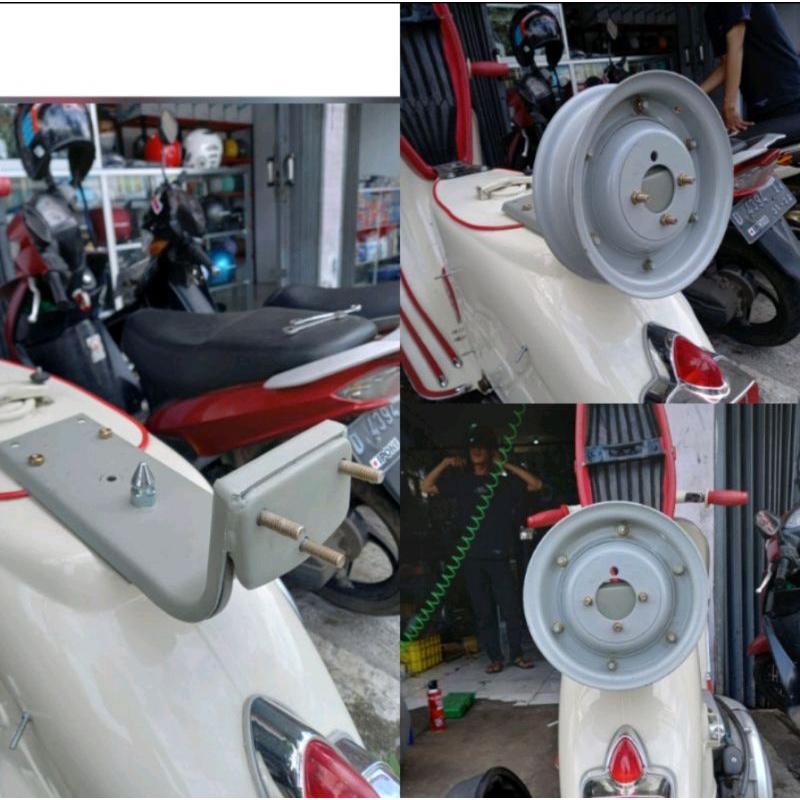 Dudukan Ban Serep Belakang Vespa Vbb Hower Ban Serep Tiang Ban Serep Vespa Vbb Super Sprint