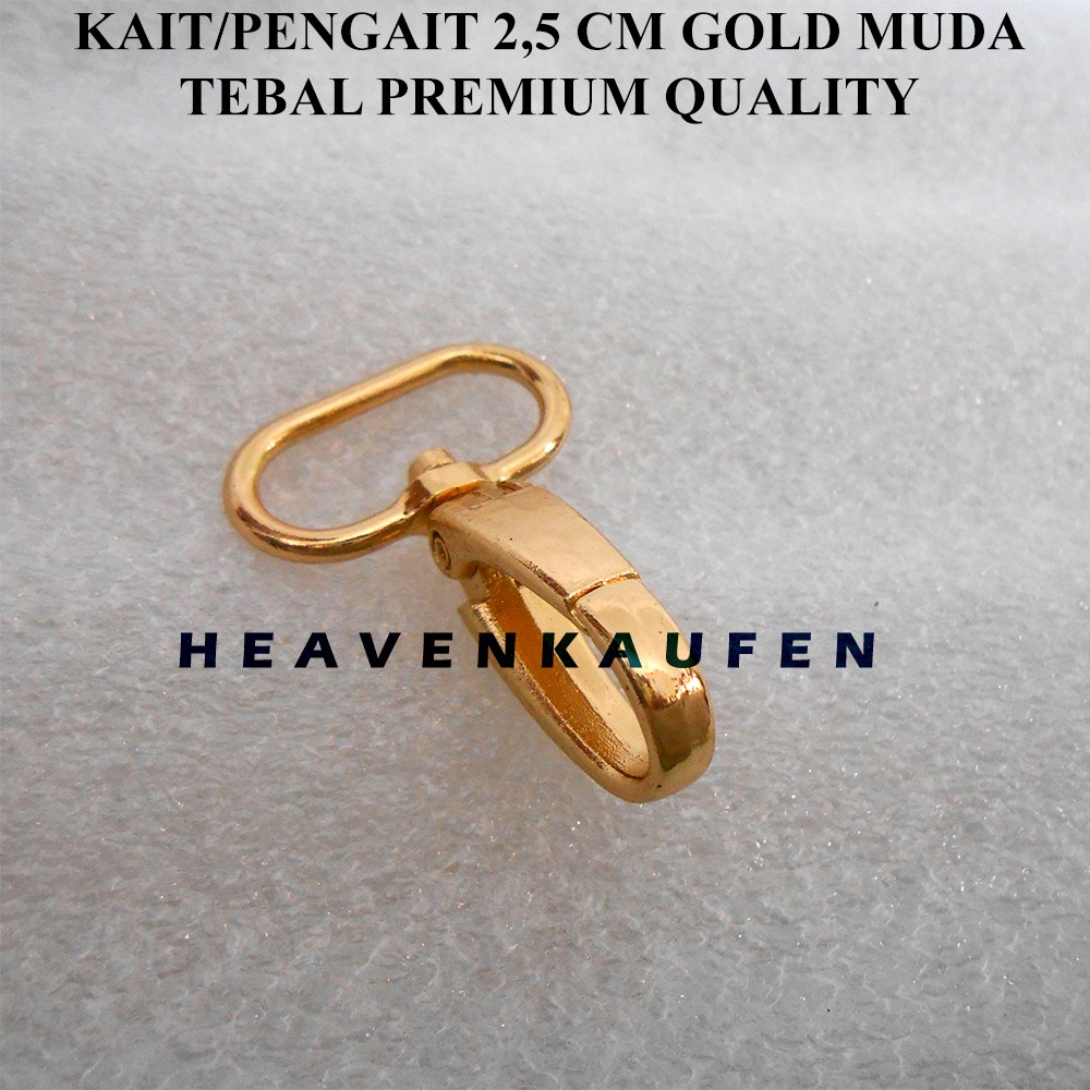 Kait Pengait Cantelan Tas 2,5 cm Gold Muda / Emas Muda Premium Quality Tebal Bagus