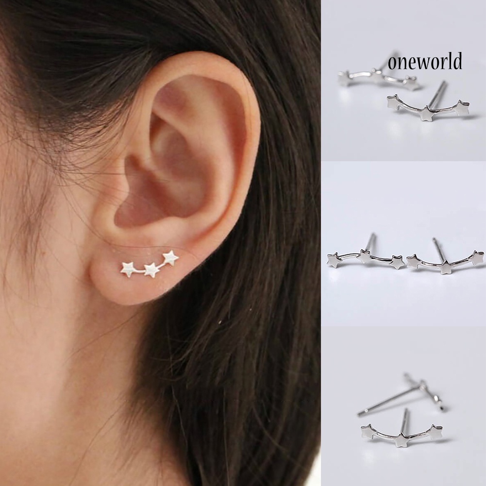 OW@ 1 Pair Women Fashion Elegant Small Stars Ear Stud Earrings Party Jewelry Gift